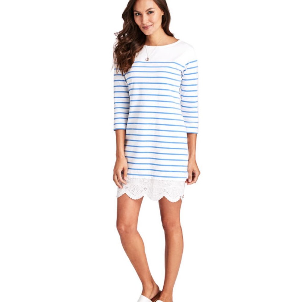 🐳NEW! Vineyard Vines Stripe Knit Lace Hem Dress M